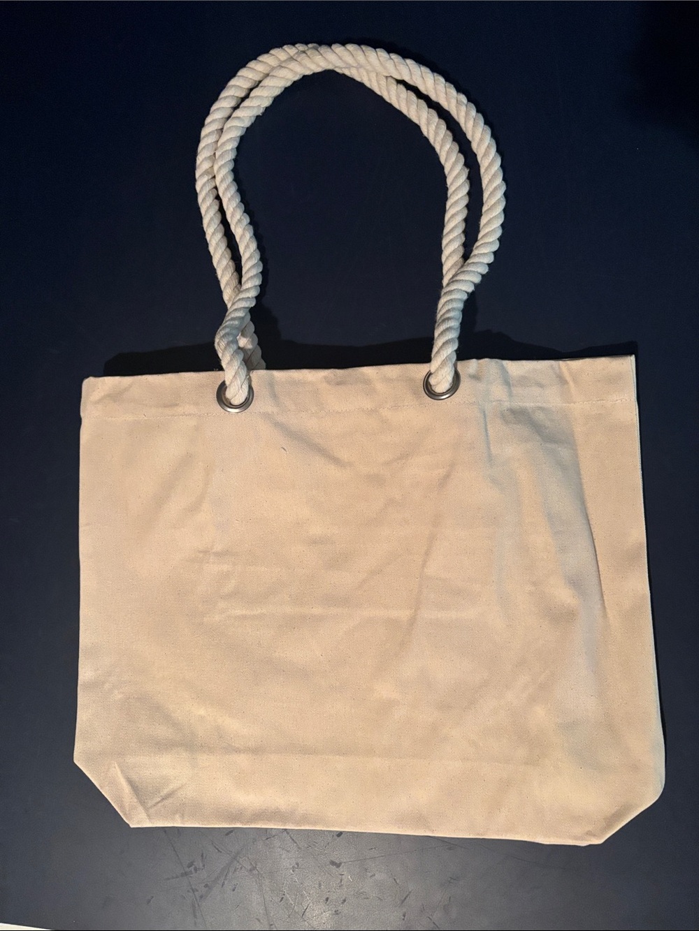 Canvas Rope-Handle Tote Bag in Cream